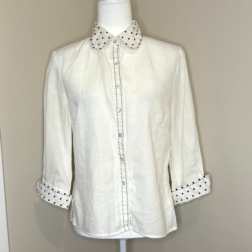 Richard Malcom Vintage 100% Irish Linen Button Up Shirt Women's M White